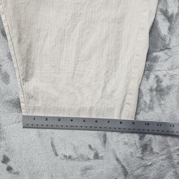 Fashion Bug Pants Womens 24 Beige Brown Striped Crop Capri Stretch Office Casual - Picture 9 of 10